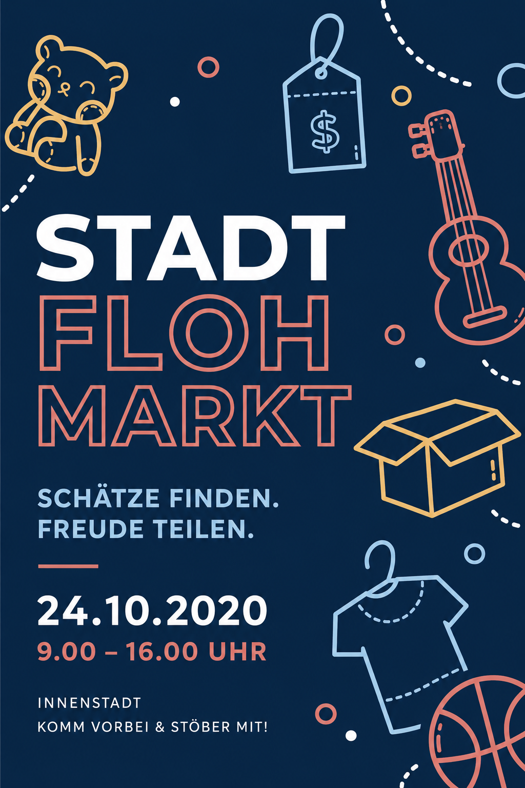 Plakat: Stadtflohmarkt – Schätze finden. Freude teilen.